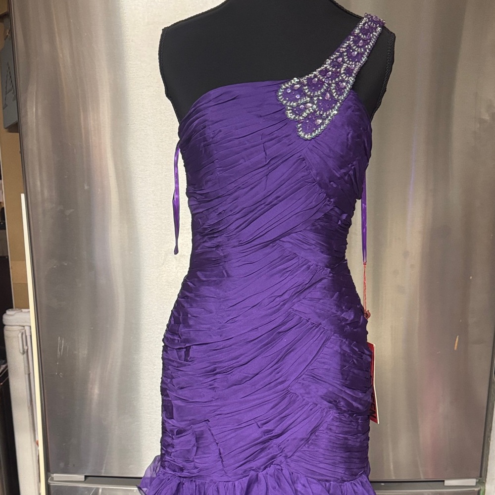 May Queen Vibrant Purple One-Shoulder Dress